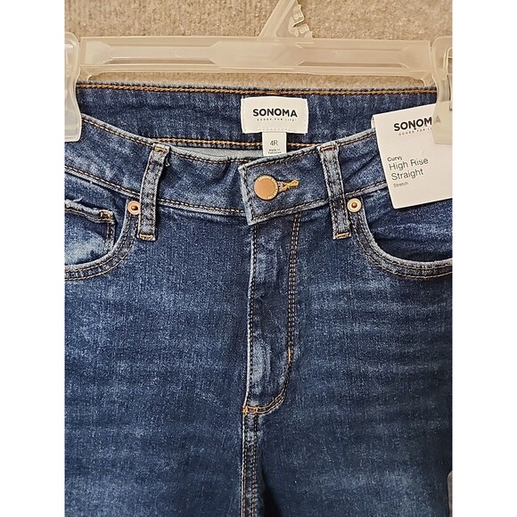 Sonoma Curvy High Rise Straight Jeans Womens 4 Blue Dark Wash Stretch NEW - Picture 4 of 10